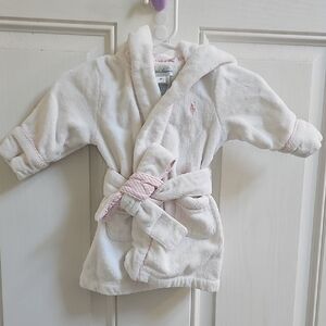 Ralph Lauren White And Pink Plush Bath Robe